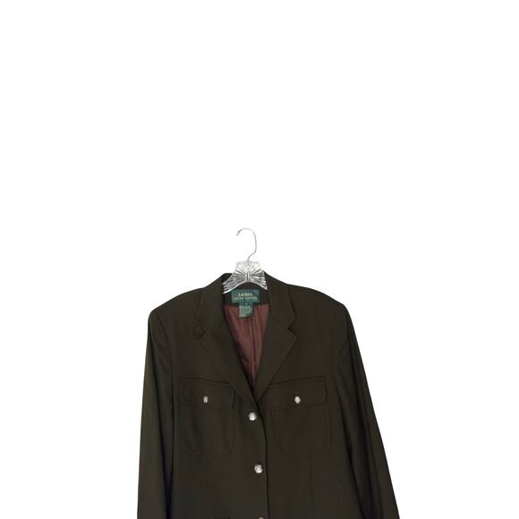 Lauren Ralph Lauren Green Wool Blend Preppy Academia Equestrian Blazer Size 12 - Picture 6 of 14